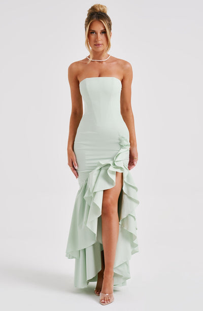 Vasileia | Strapless Ruffle High-Low Maxi Dress