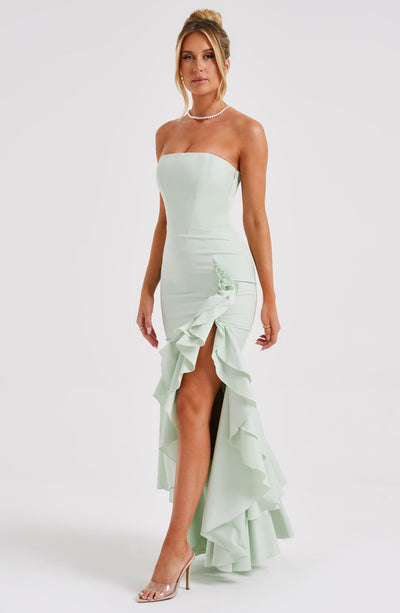 Vasileia | Strapless Ruffle High-Low Maxi Dress
