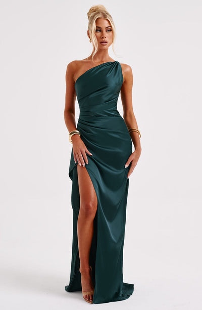 Genesis | One Shoulder Ruched Split Maxi Dress