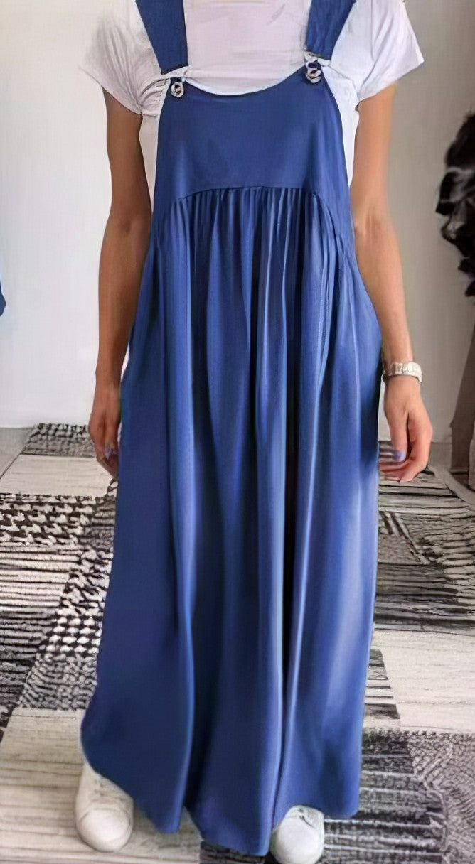 Marleen | Strappy Maxi Dress Gathered Loose-Fit Pinafore Style