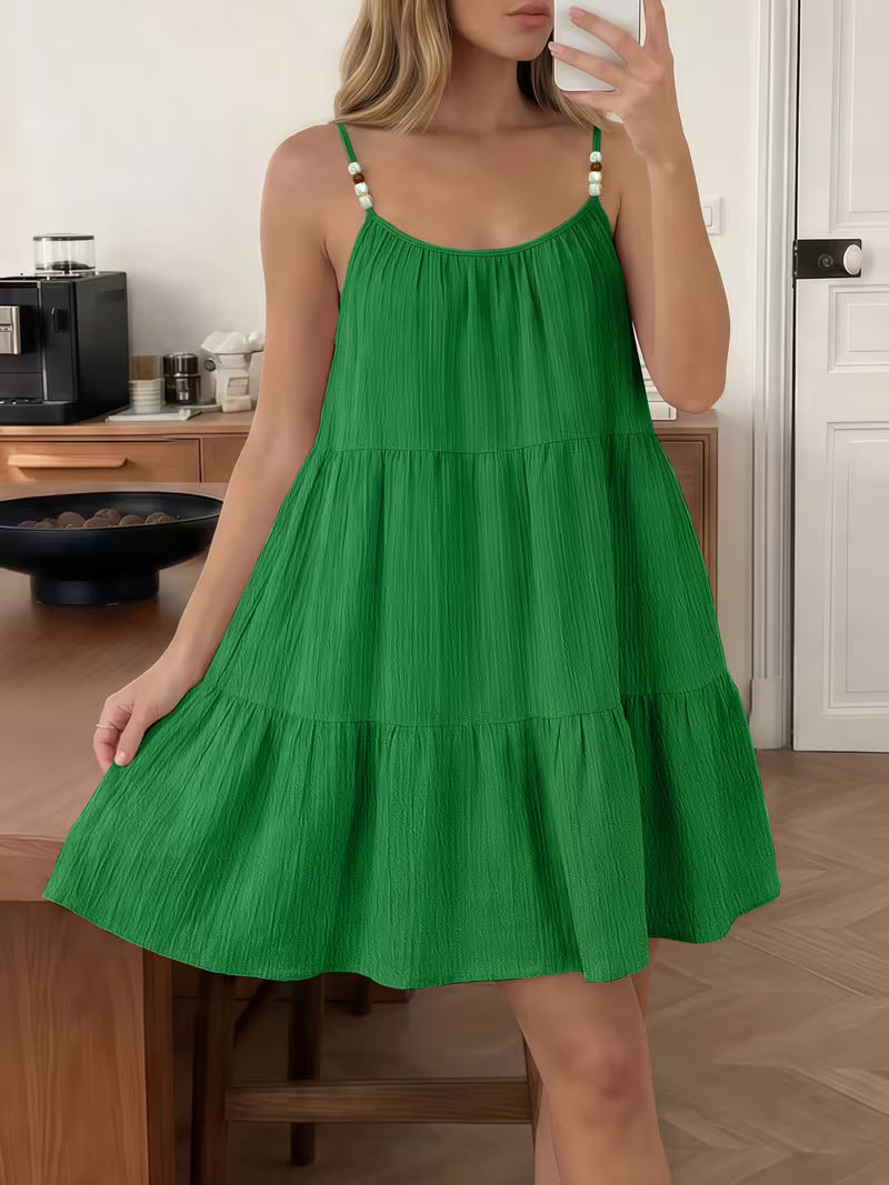 Masley | Mini Dress with Beaded Spaghetti Straps