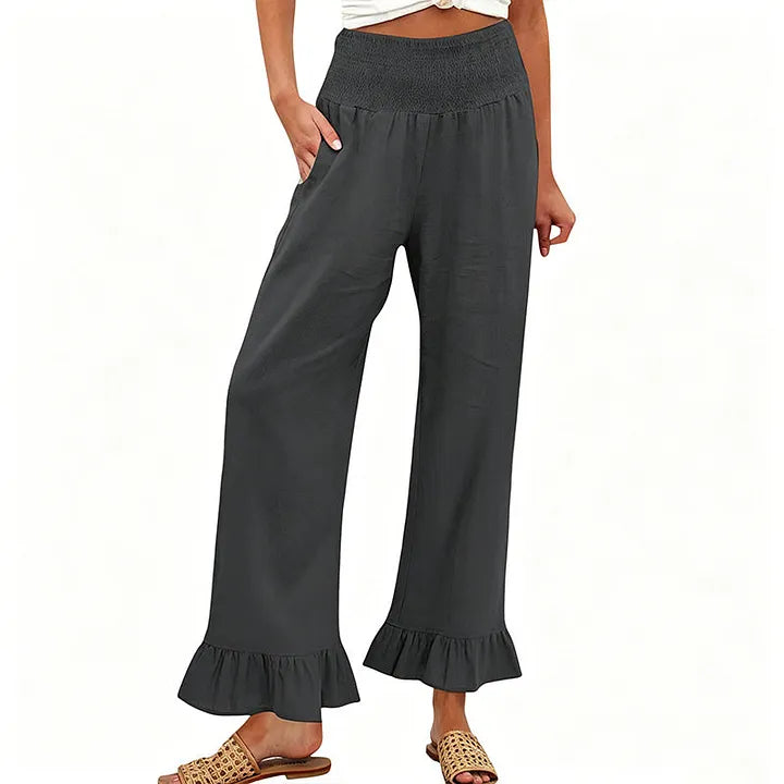 Moriom | Ruffle Hem Wide Leg Pants