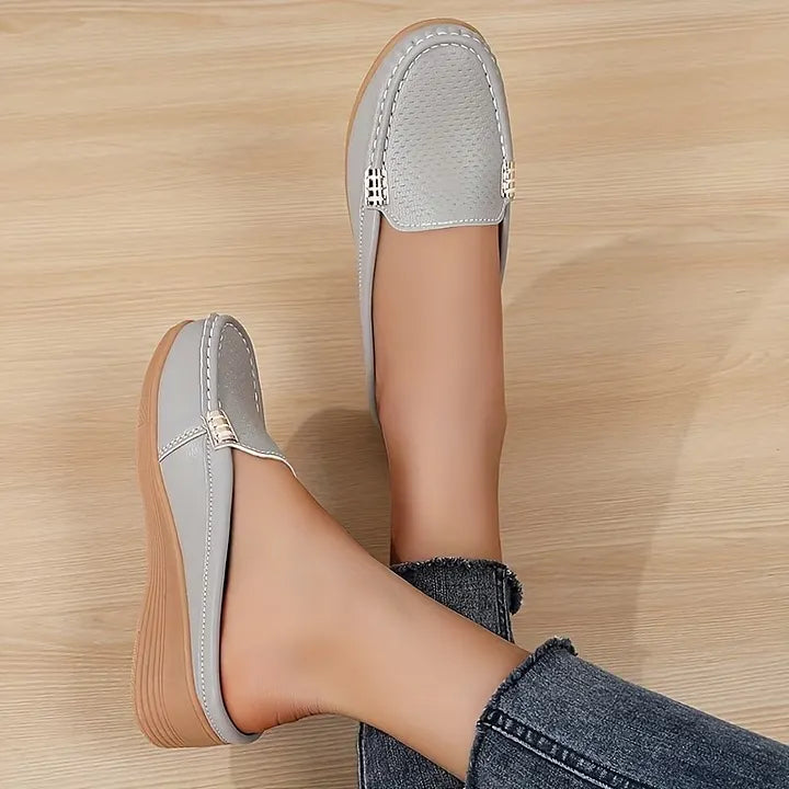 Morgani | Slip On Wedge Moccasin Mule Shoes