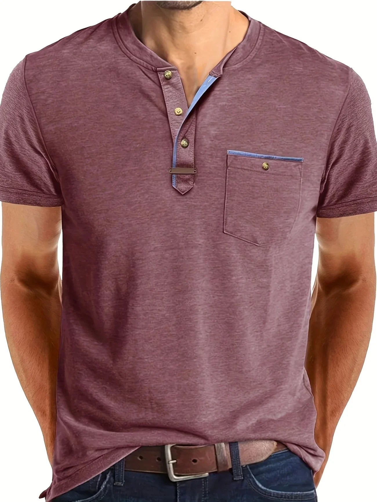 Saxon | Short Sleeve Pocket Henley T Shirt