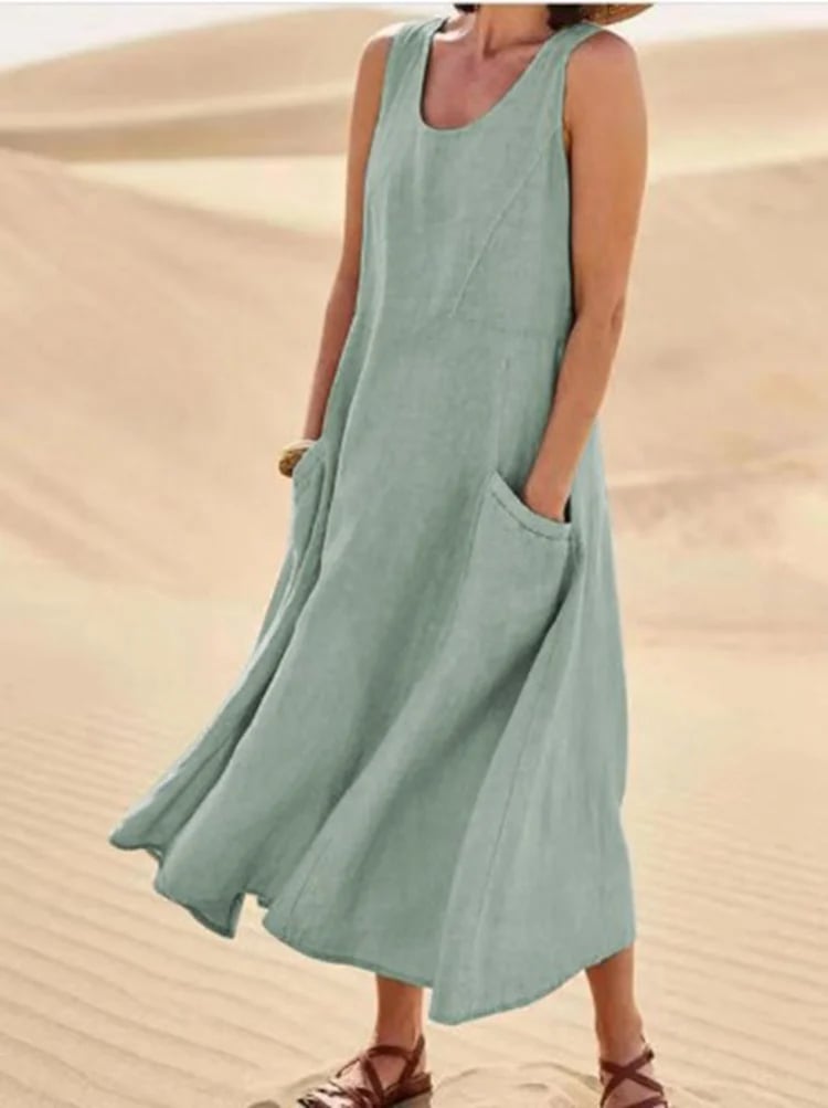 Zoha | Sleeveless Pocket Maxi Swing Dress