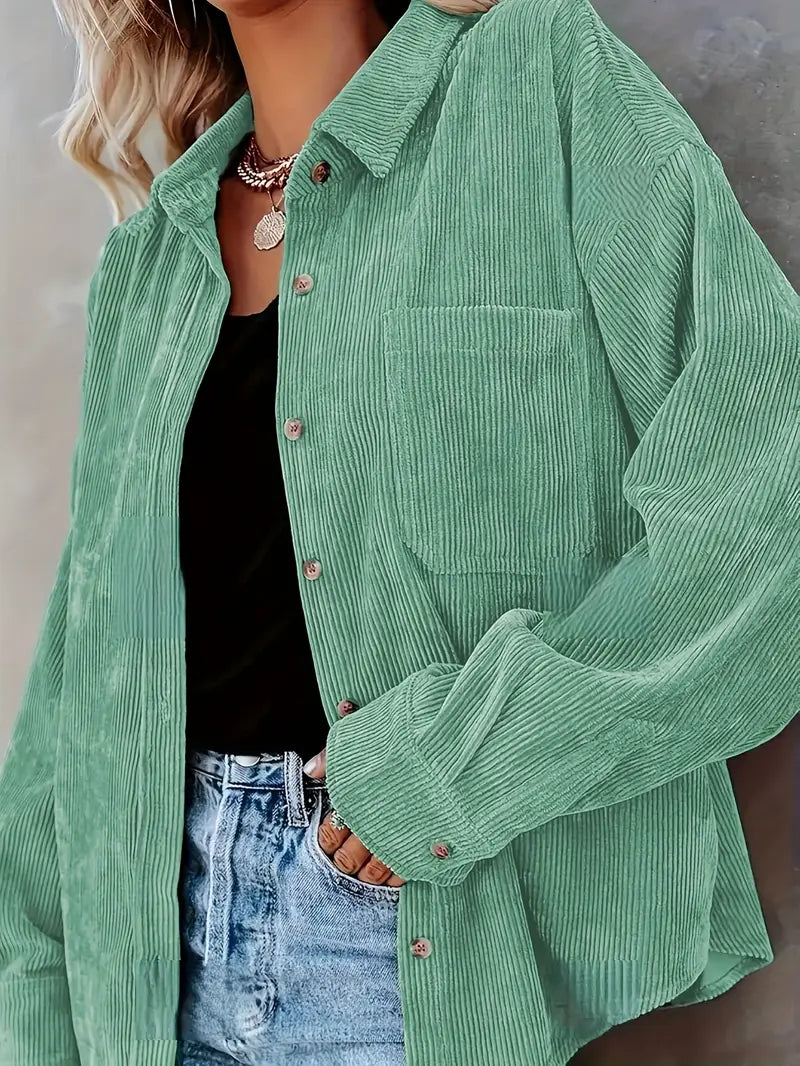 Irmela | Long Sleeve Corduroy Button Shirt