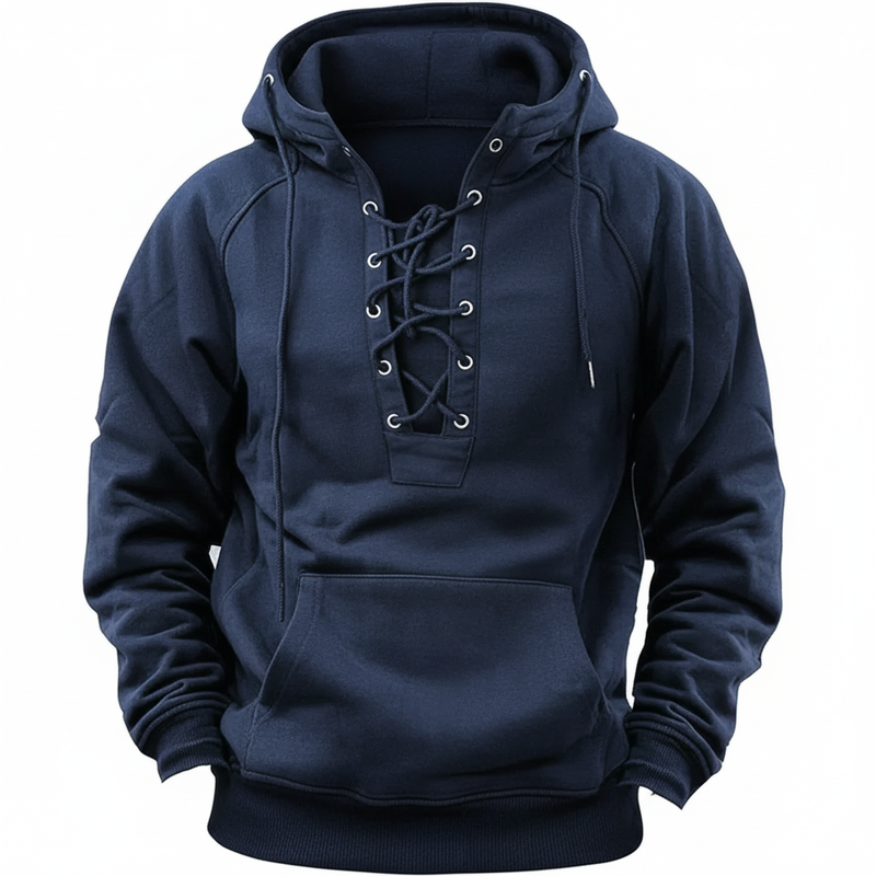 Hovav | Lace-Up Hooded Long Sleeve Pullover Sweatshirt