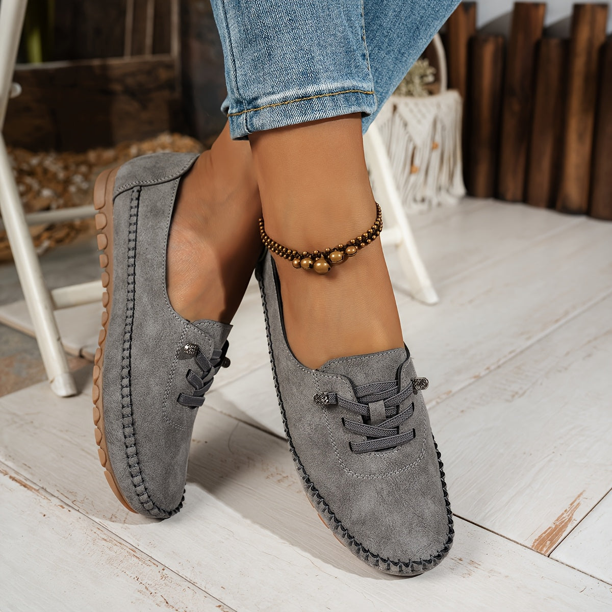 Zakiya - Slip On Lace Up Loafers