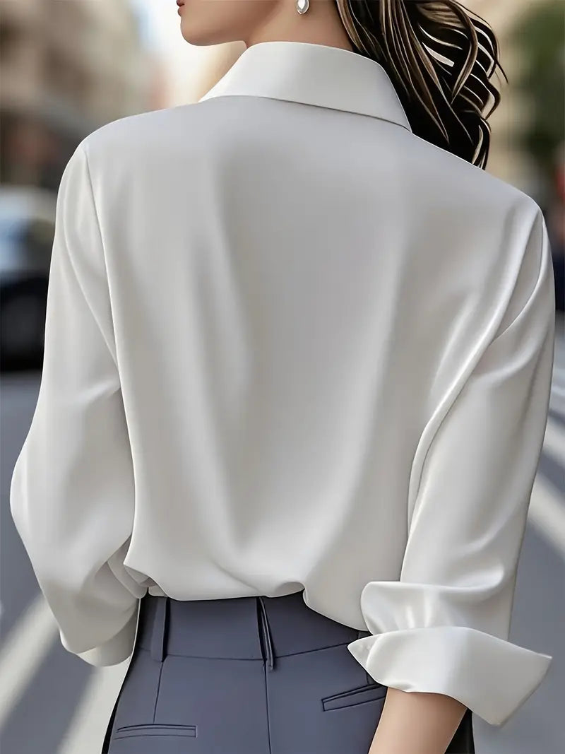 Amiliana - Long Sleeve Collared Button Shirt