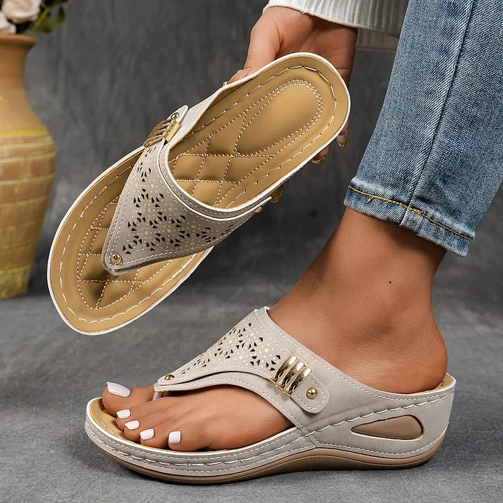 Tiara - Wedge Slip On Cutout Sandals