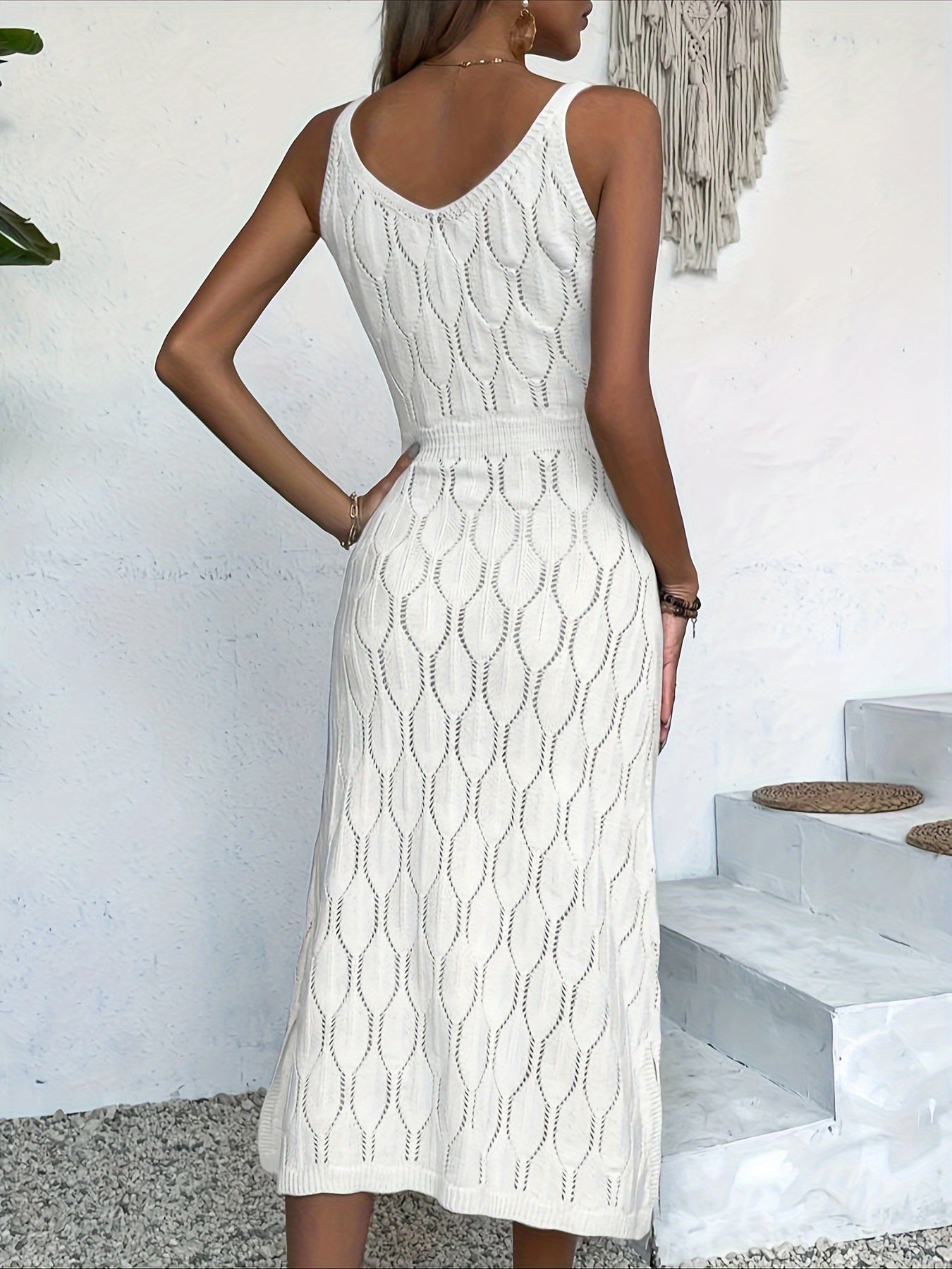 Luciana | Sleeveless Pointelle Knit Midi Dress