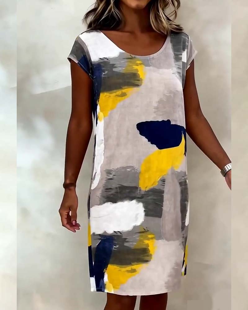 Addie | Dress Abstract Print Short Sleeve Shift