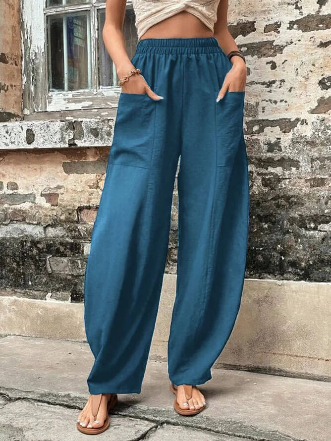 Salomee | Wide Leg Elastic Waist Pocket Pants
