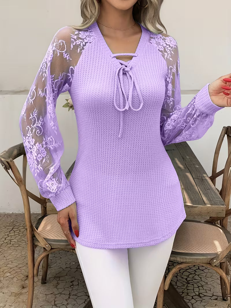 Wazina | Tunic Top with Lace Sleeves and Tie
