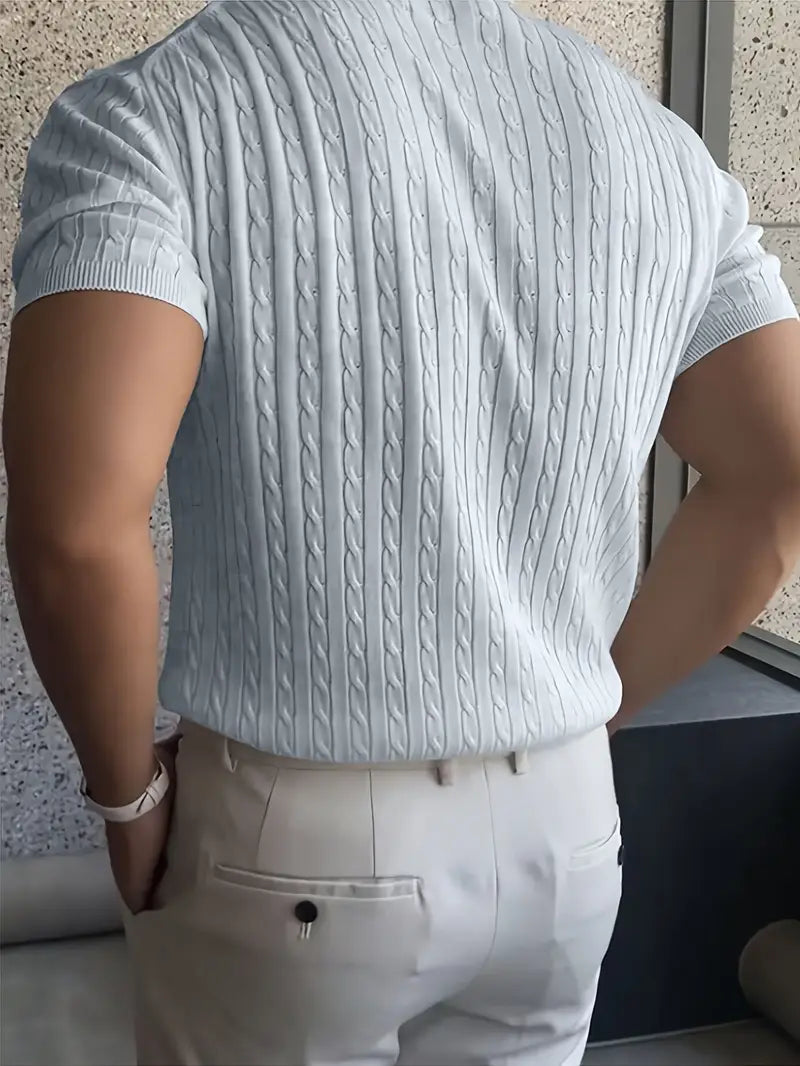 Kiril - Cable Knit Short Sleeve Crewneck Jumper