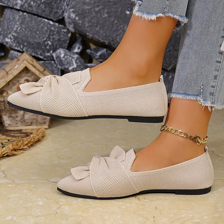 Hiromi | Bow Pointed Toe Slip On Flats