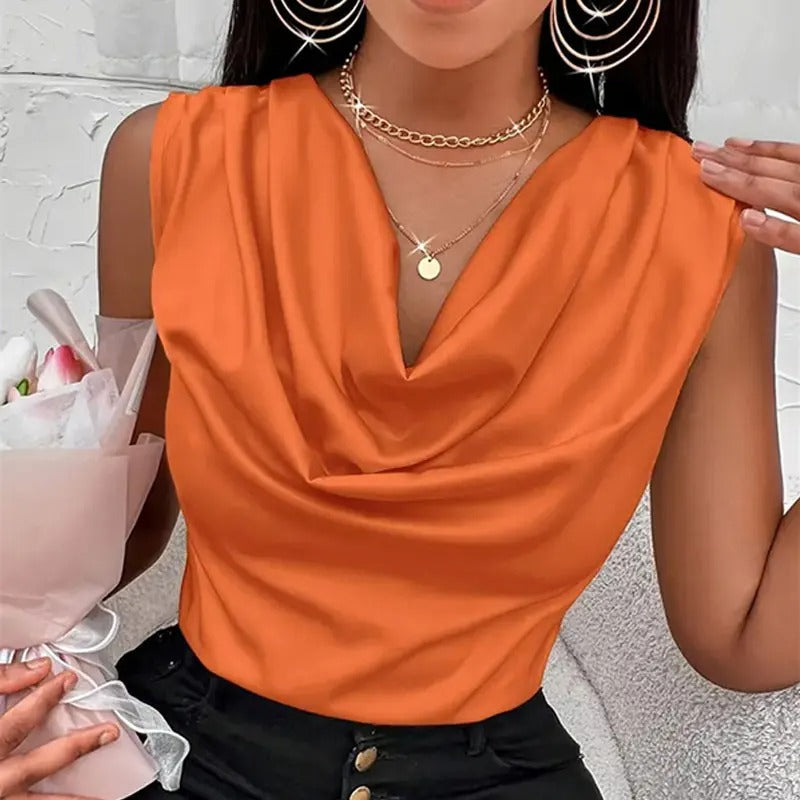 Naiyan | Sleeveless Cowl Neck Solid Blouse