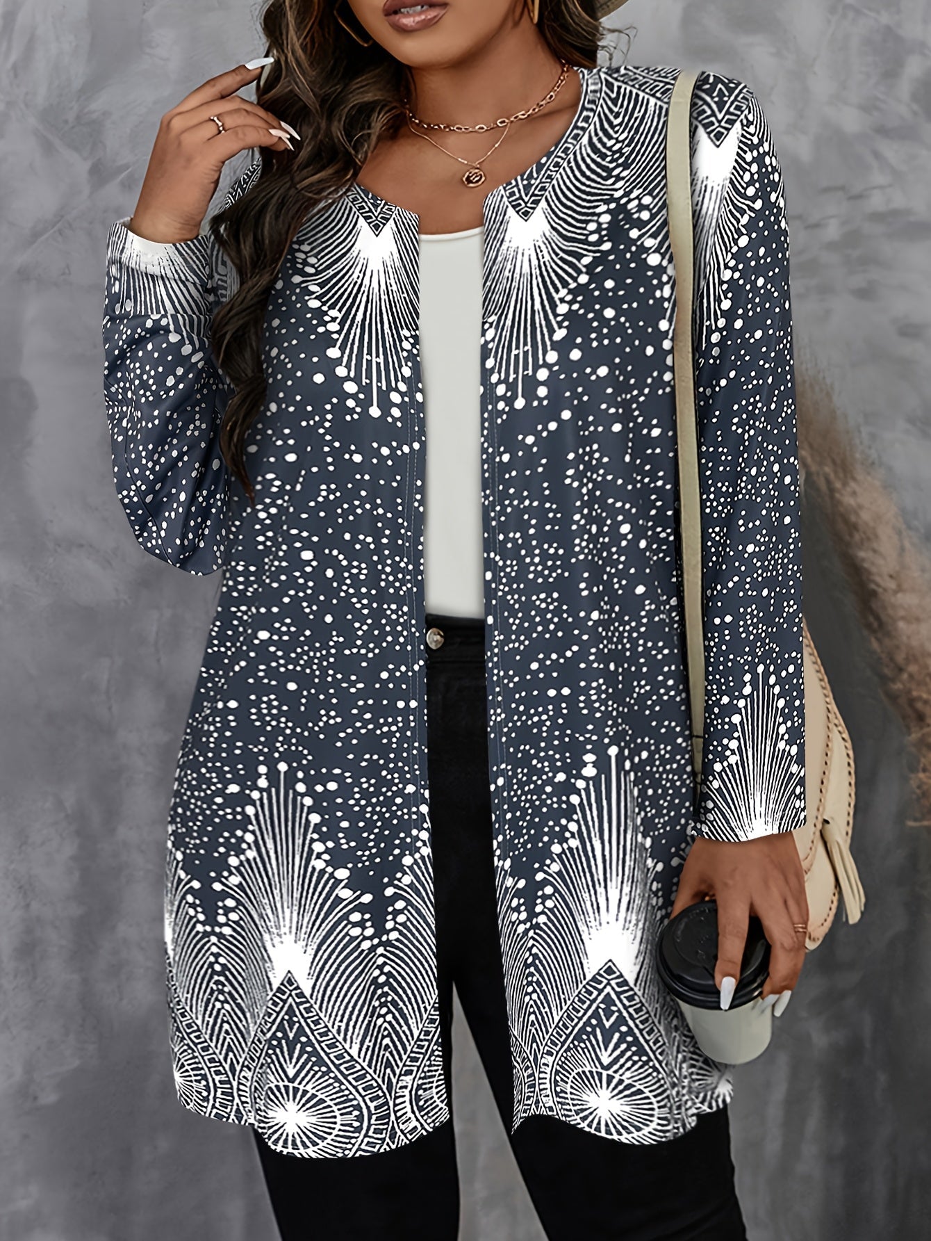 Juliorine | Long Sleeve Printed Cardigan with Pattern