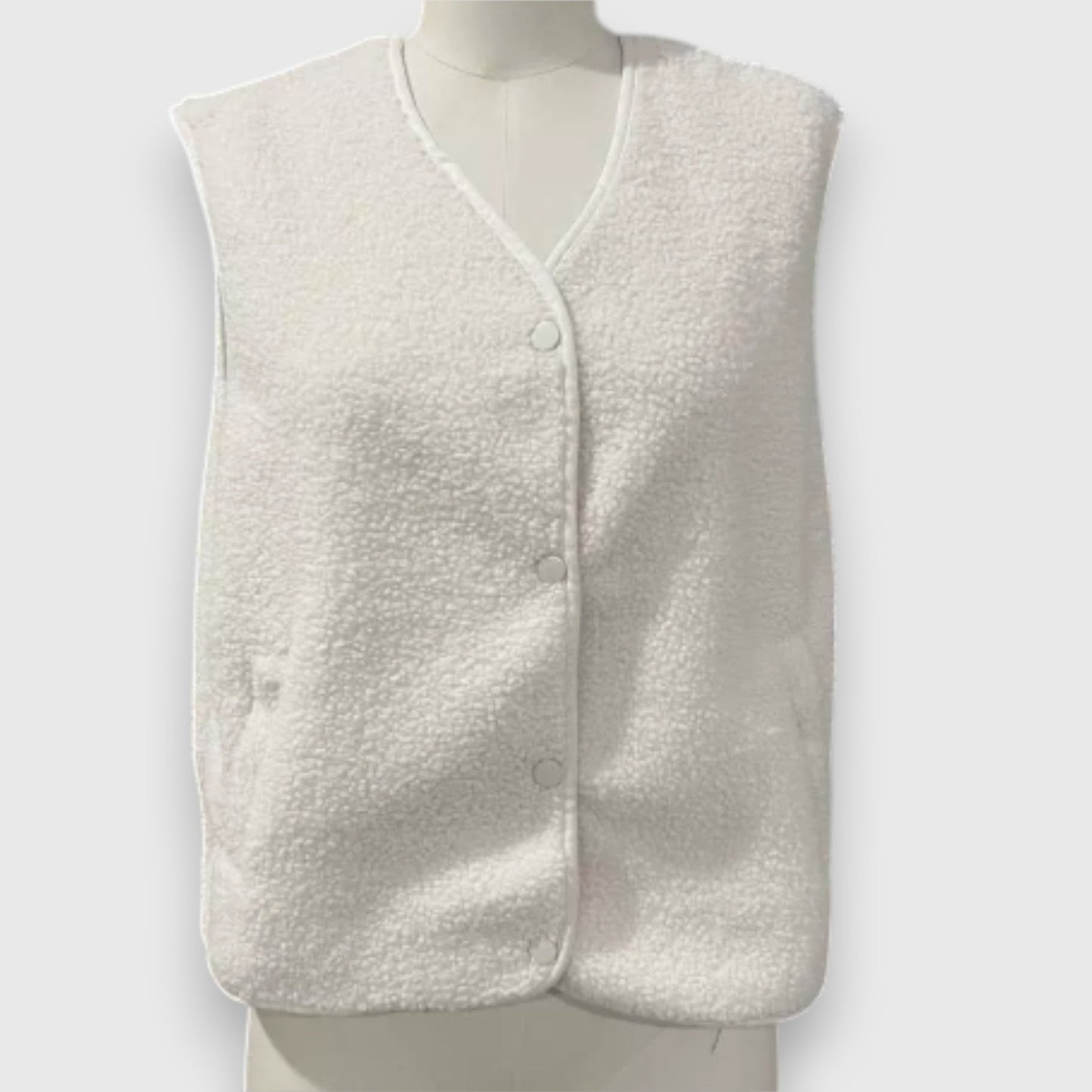 Cheryl | Vest Sleeveless Button Front Fleece Style