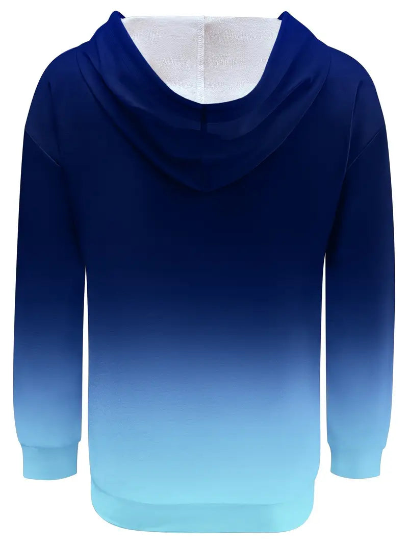 Areeqa - Gradient Drawstring Hooded Sweatshirt Long Sleeve