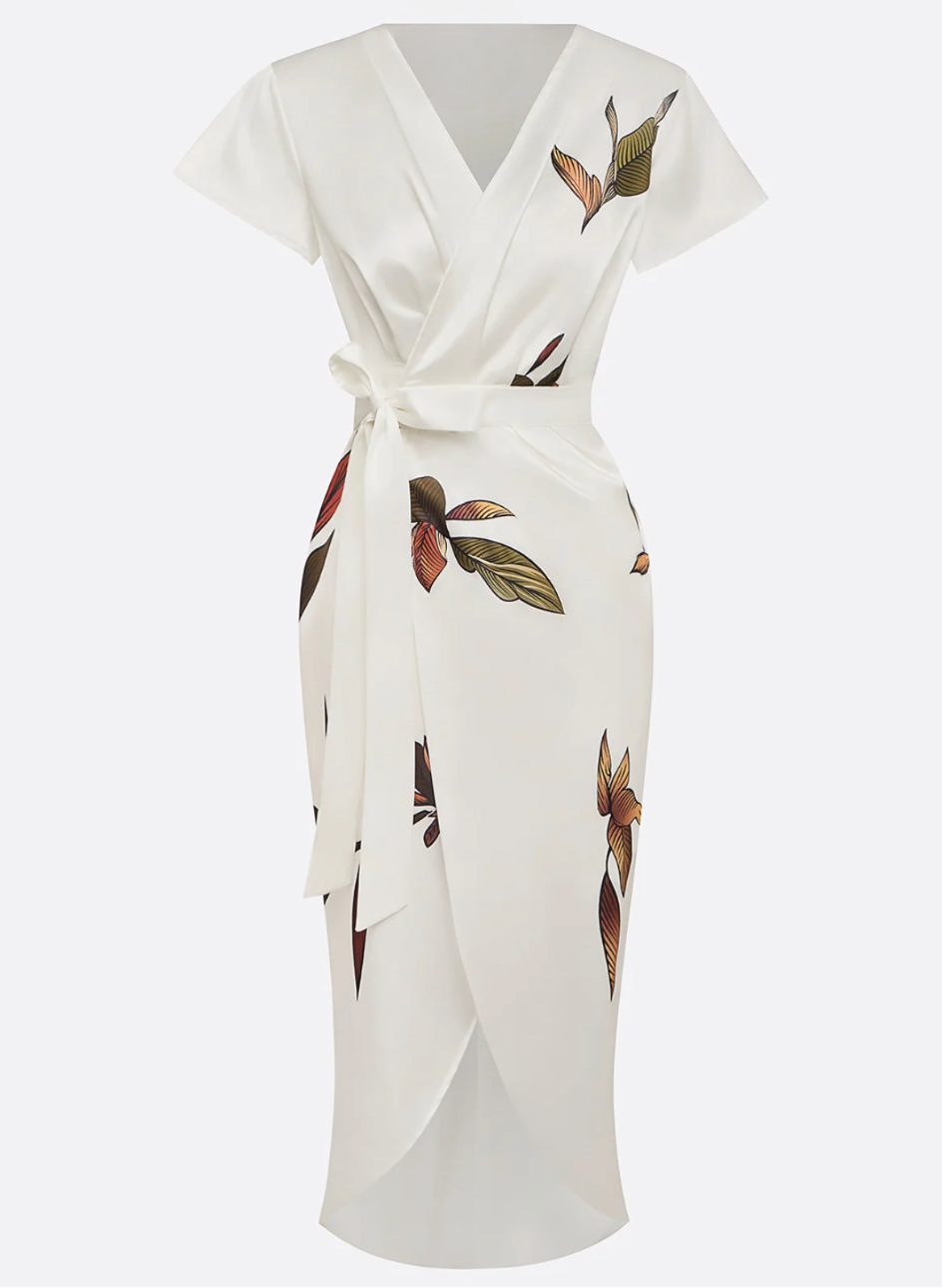 Beverly | Floral Print Wrap Midi Dress