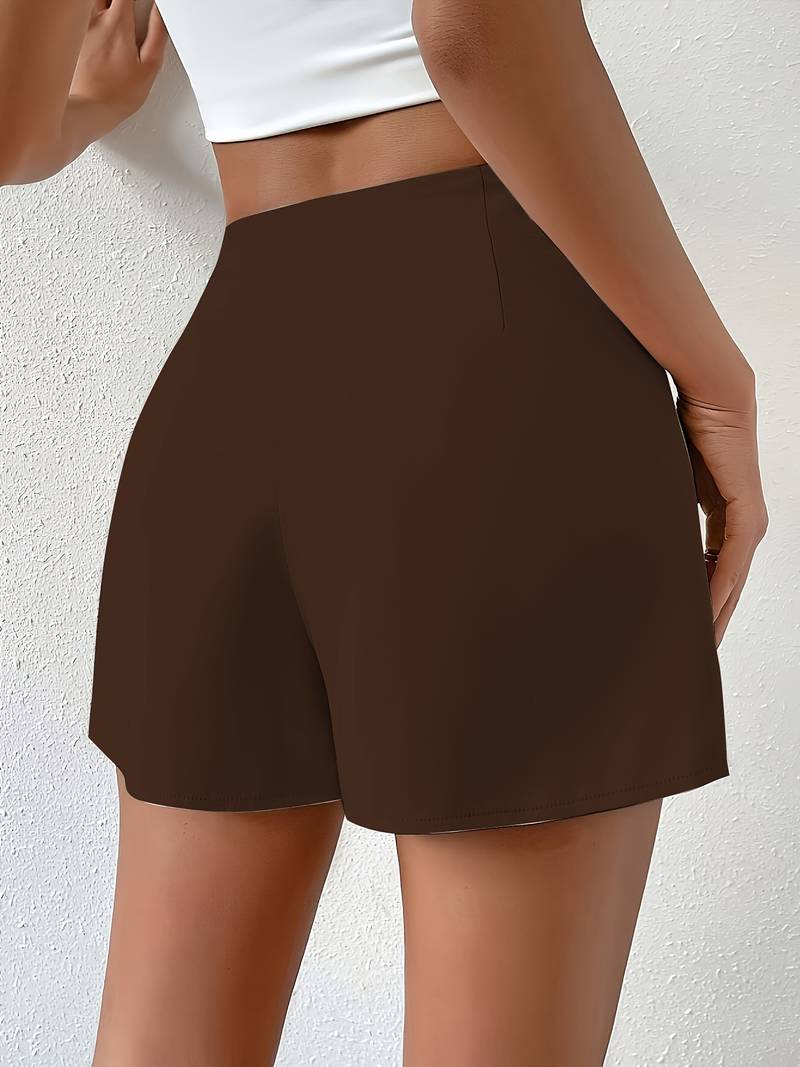 Houda | Skort Shorts with Asymmetric Button Overlay
