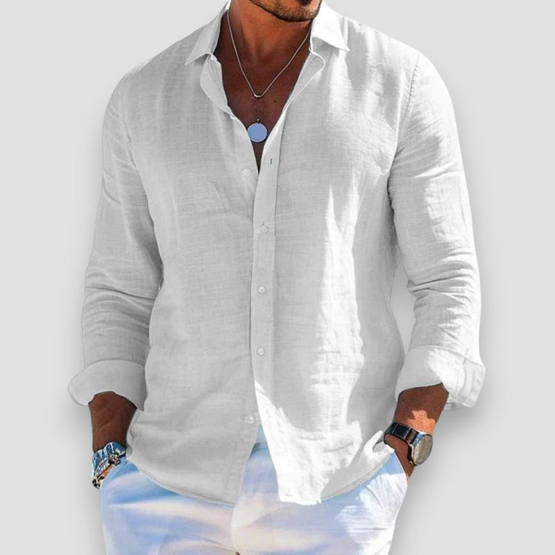 Christoper | Linen-Look Long Sleeve Button Shirt