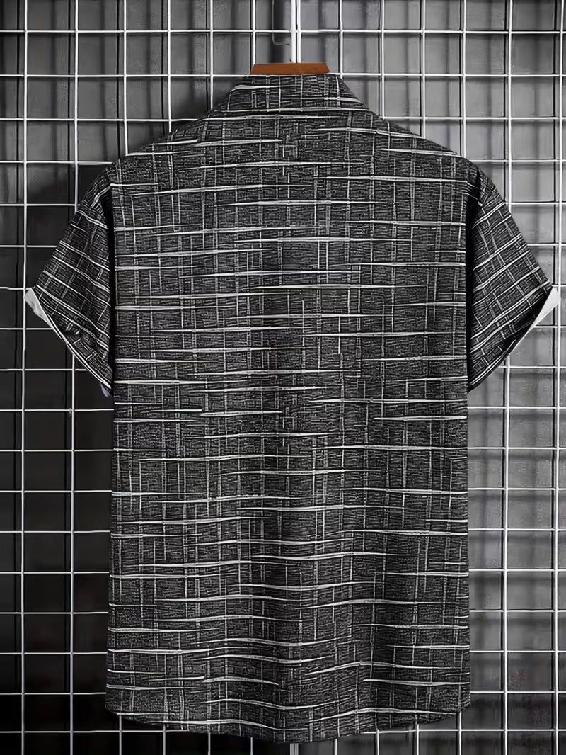 Jerrick - Short Sleeve Geometric Print Button Shirt