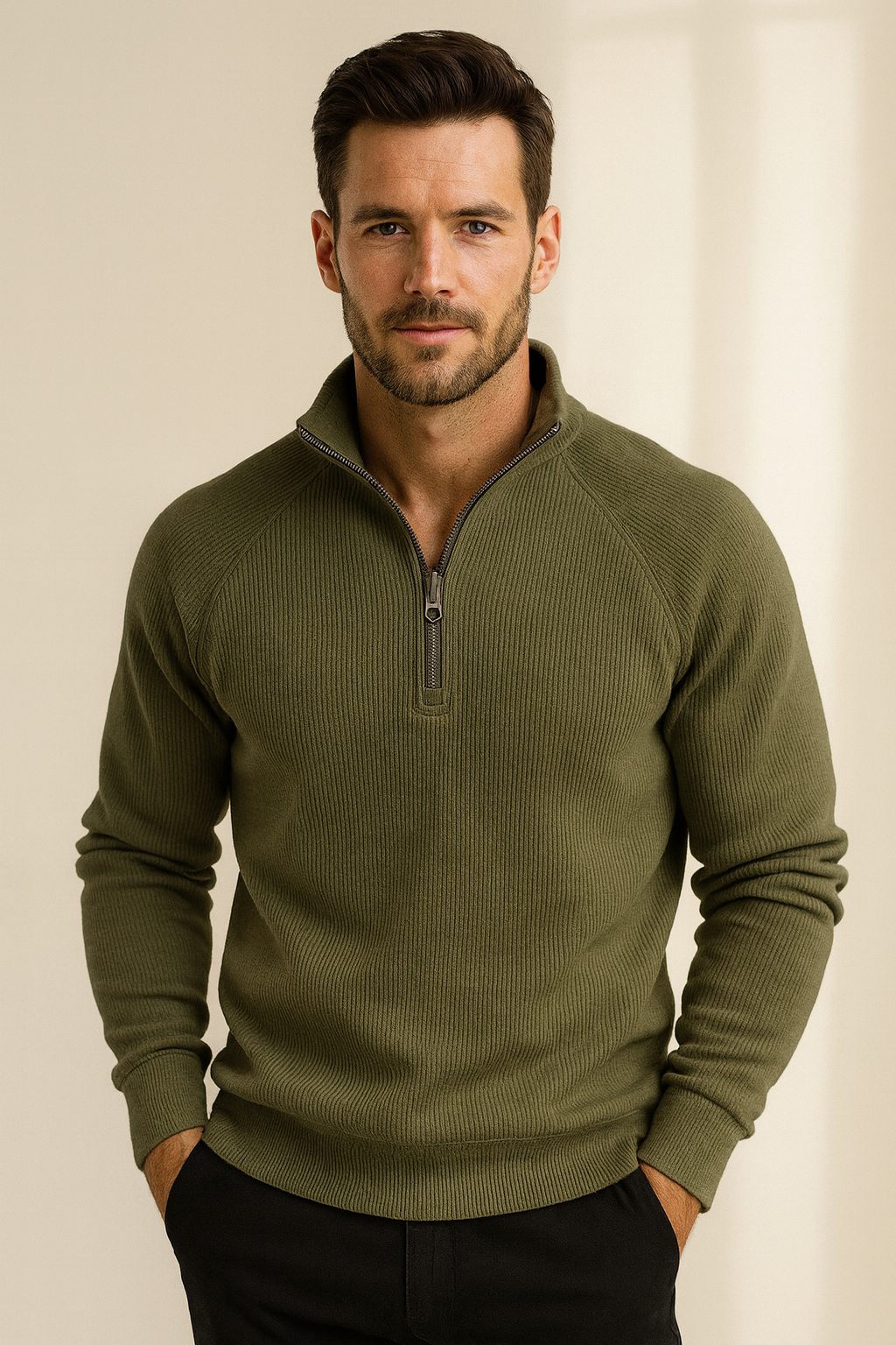 Eduardo | Sweater with Quarter Zip and Raglan Sleeves
