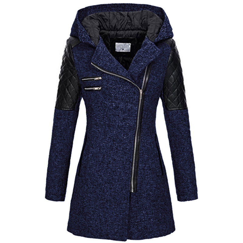 Eszter | Hooded Asymmetrical Zip Long Sleeve Coat