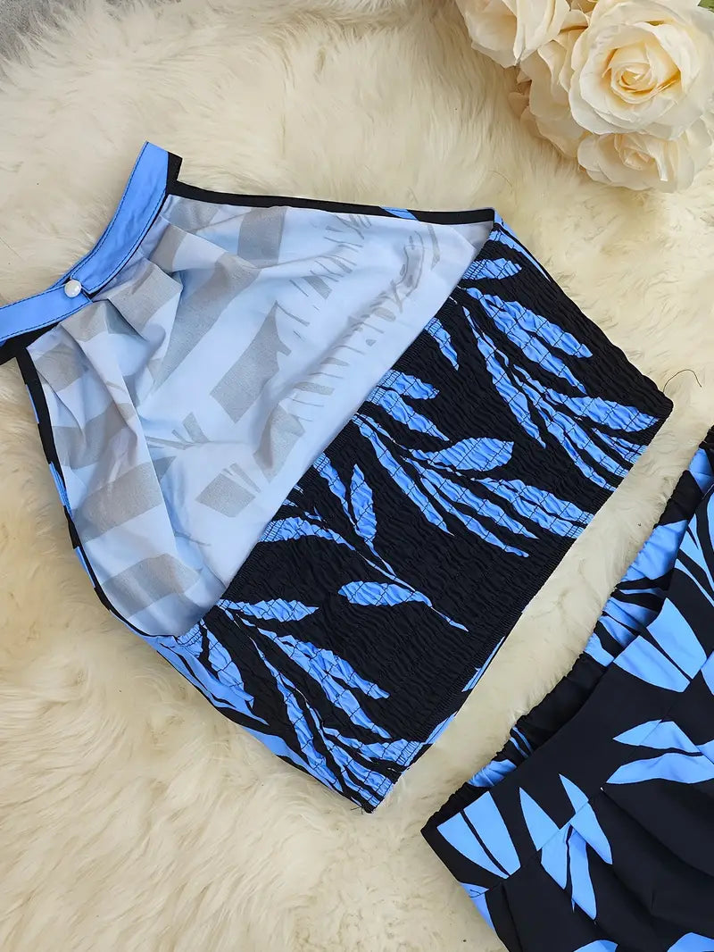 Zirina | Halter Crop Top Wide Leg Set