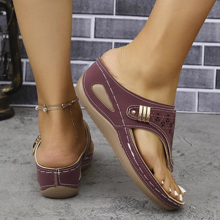 Tiara - Wedge Slip On Cutout Sandals