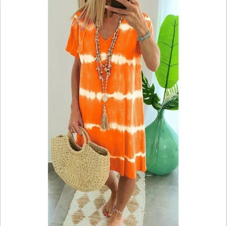 Herma | V Neck Tie Dye Loose Midi Dress