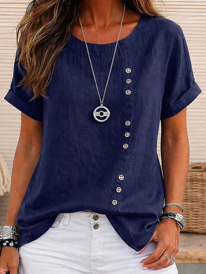 Mickale | Short Sleeve Button Detail Blouse