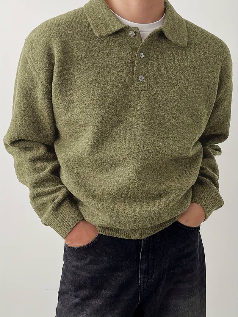 Eliran | Long Sleeve Textured Knit Polo Sweater