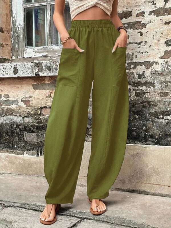 Salomee | Wide Leg Elastic Waist Pocket Pants