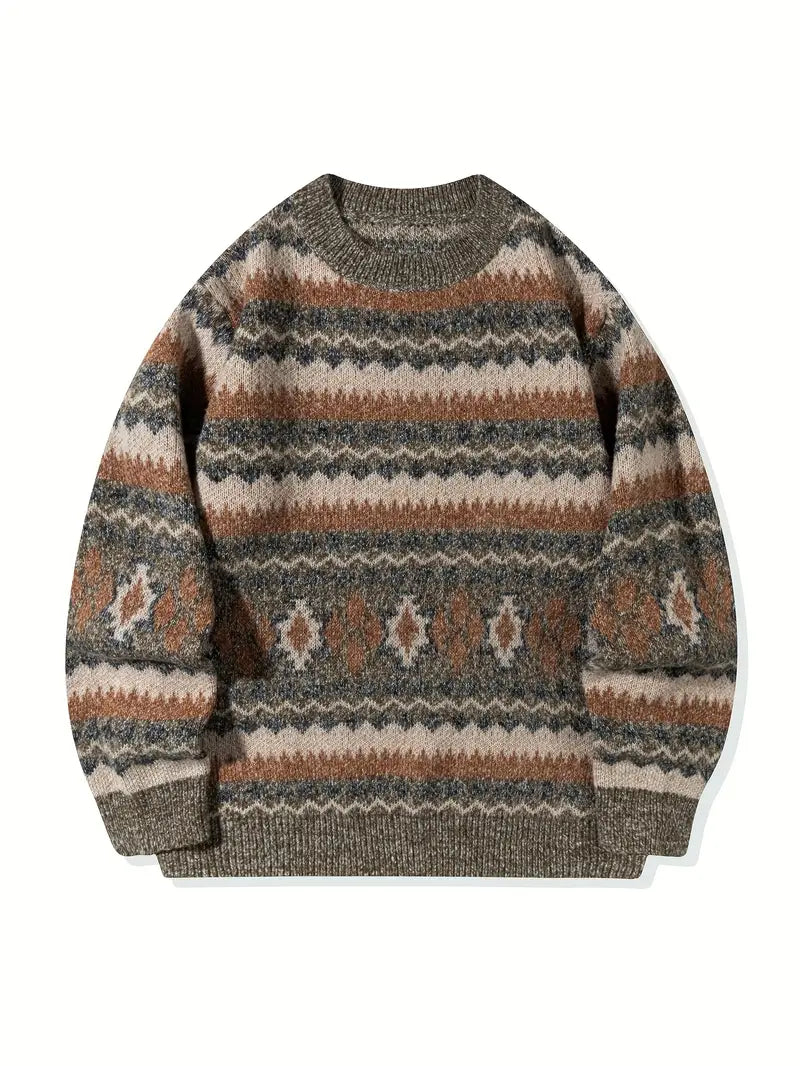 Hartman | Geometric Crew Neck Knitted Sweater