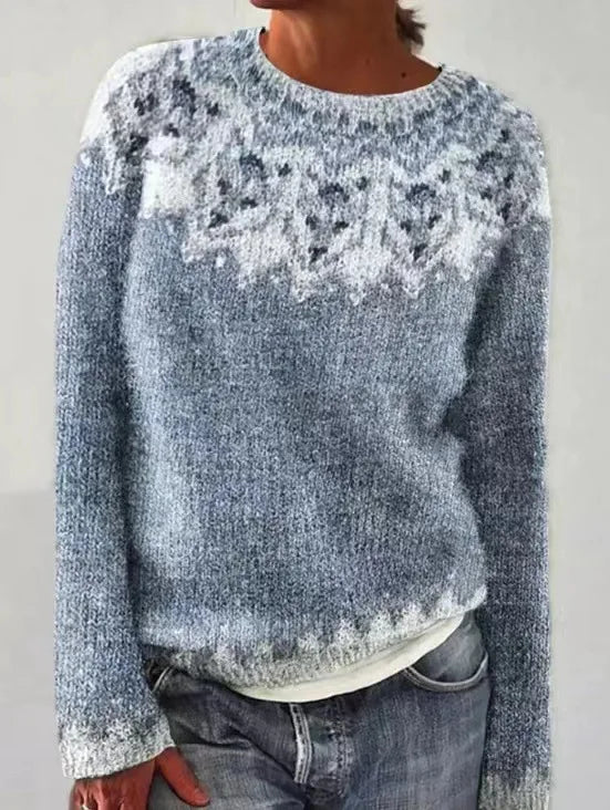 Svenja | Sweater With Patterned Yoke and Long Sleeves