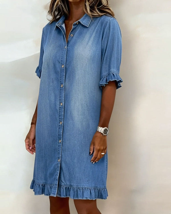 Ndapewa | Denim Style Button Front Shirt Dress