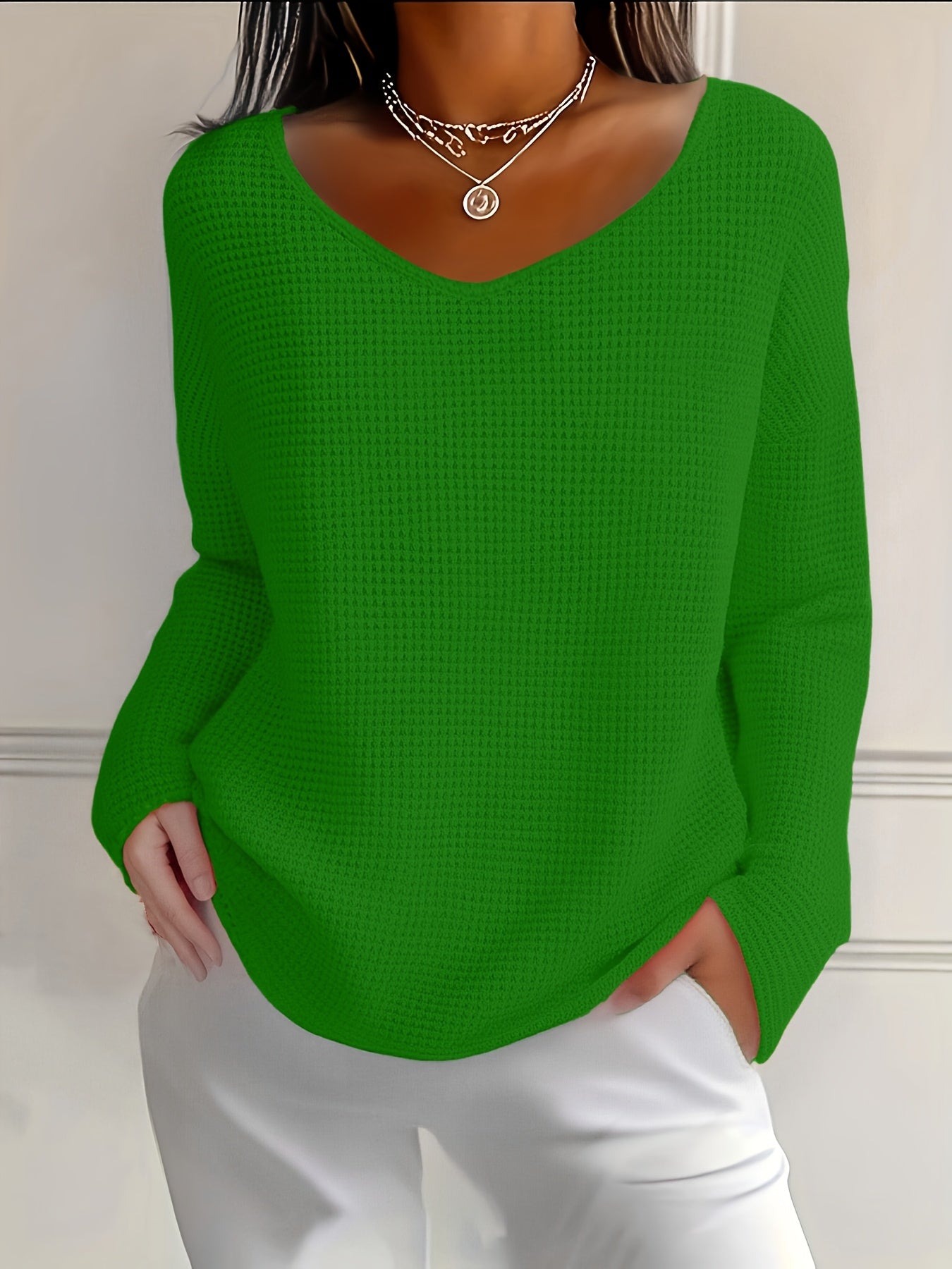 Imogurette | Waffle Long Sleeve V-Neck Shirt in Multiple Colors
