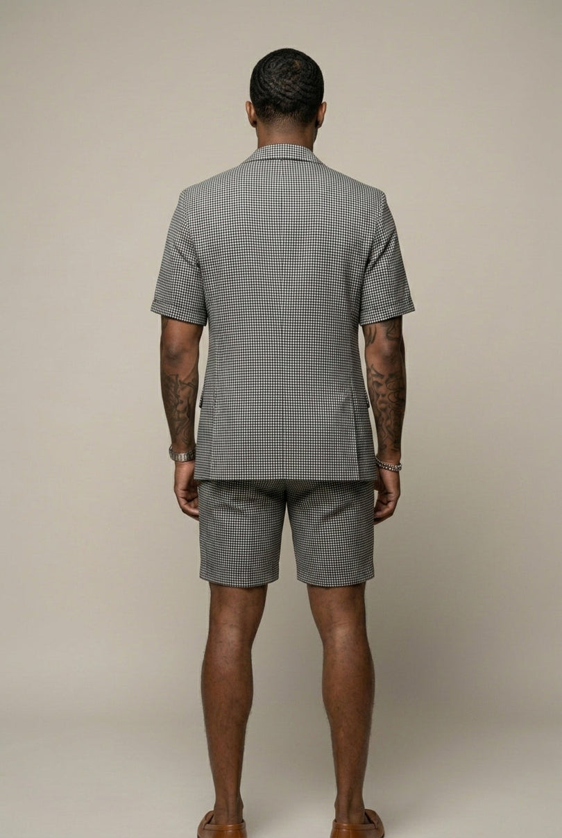 Jairald | Short Sleeve Check Blazer Shorts Set