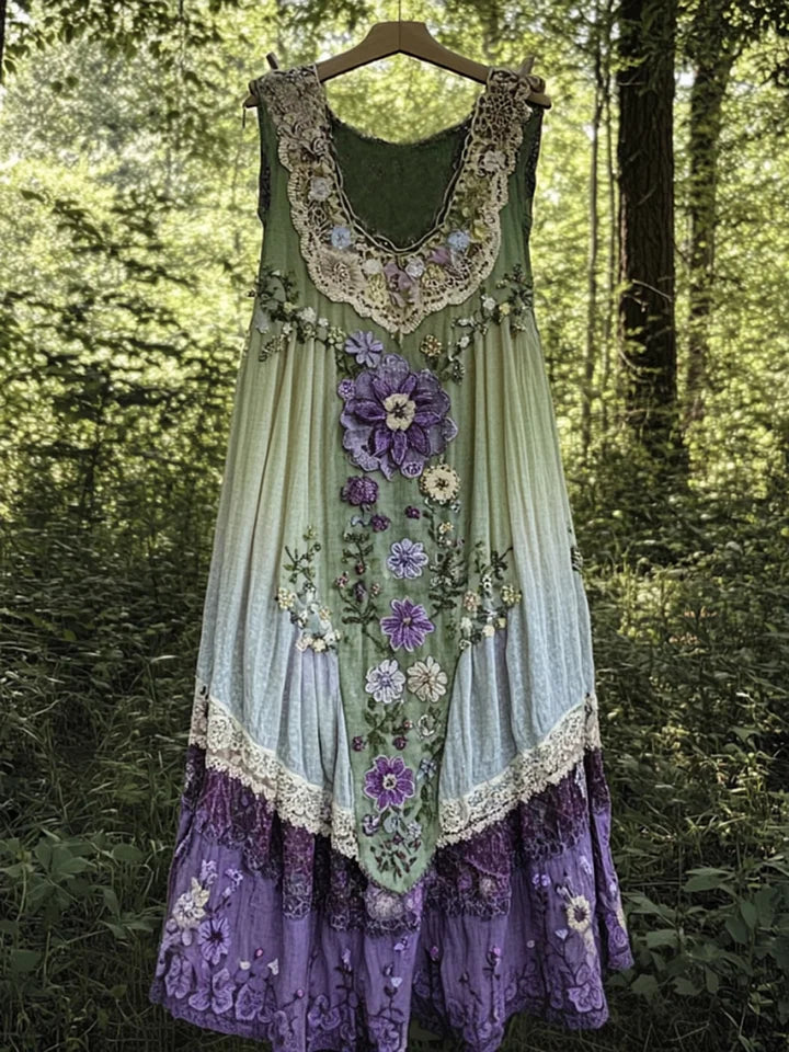 Evabella | Patchwork Floral Sleeveless Tank Maxi Dress