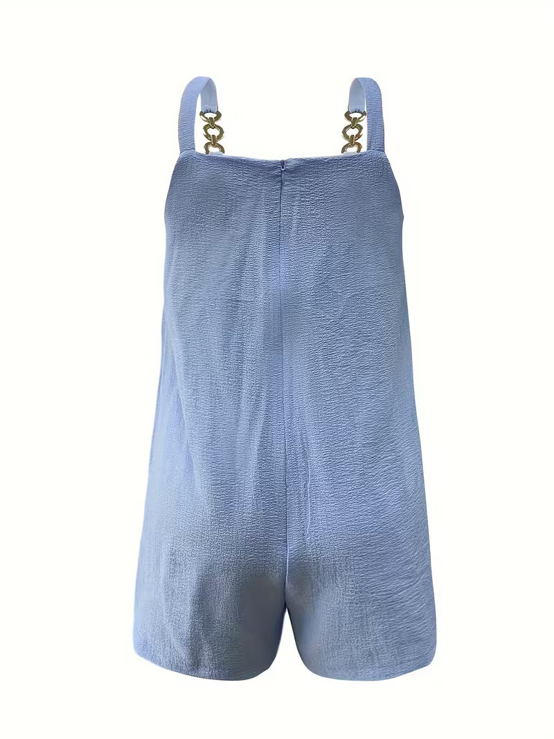 Loaiza - Sleeveless Chain Strap Tie Front Romper