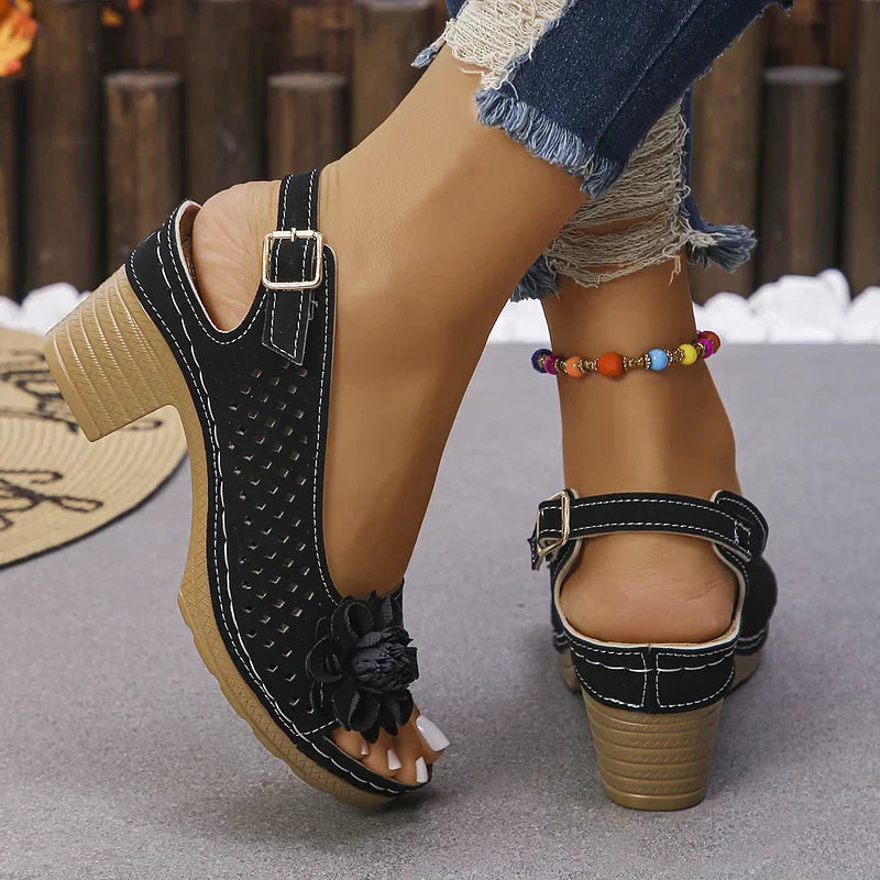 Imogen | Open Toe Slingback Block Heel Sandal