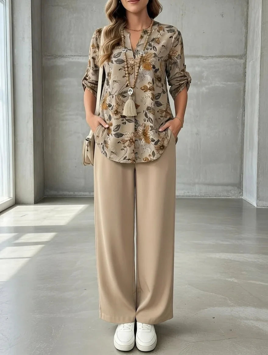 Kresimira | Floral V Neck Two Piece Set