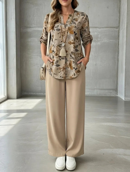 Kresimira | Floral V Neck Two Piece Set