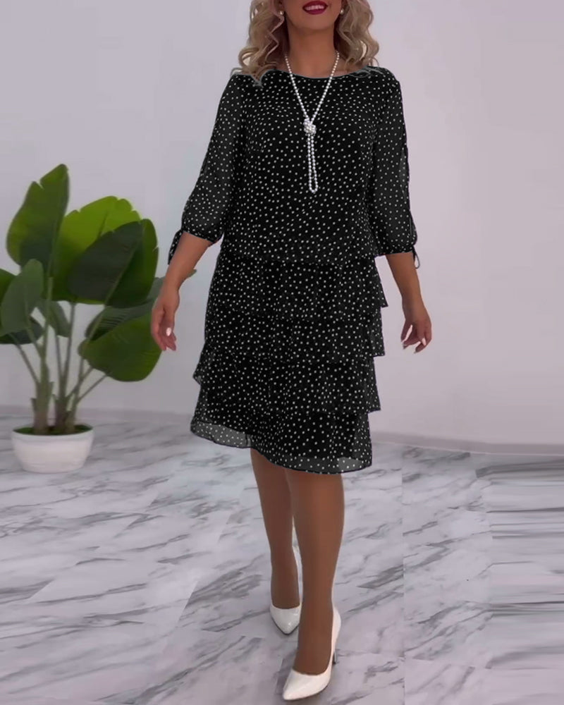 Meirit | Polka Dot Tiered Midi Dress