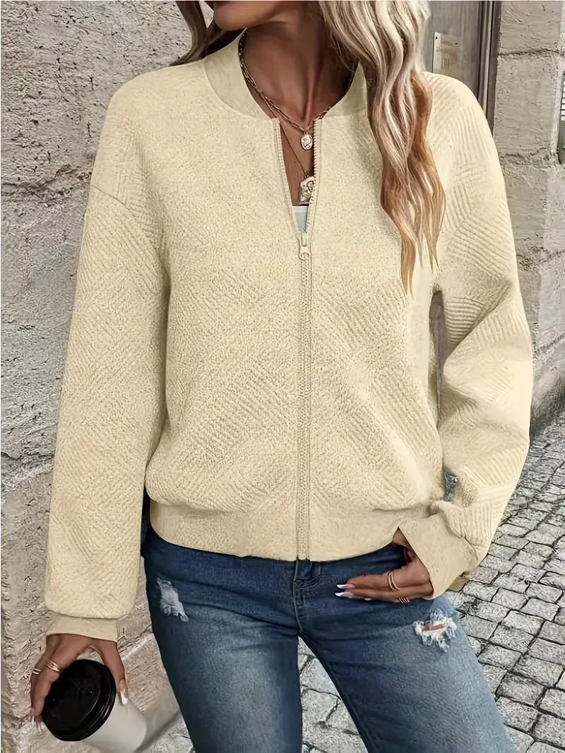 Juanita | Textured Zip-Up Long Sleeve Jacket