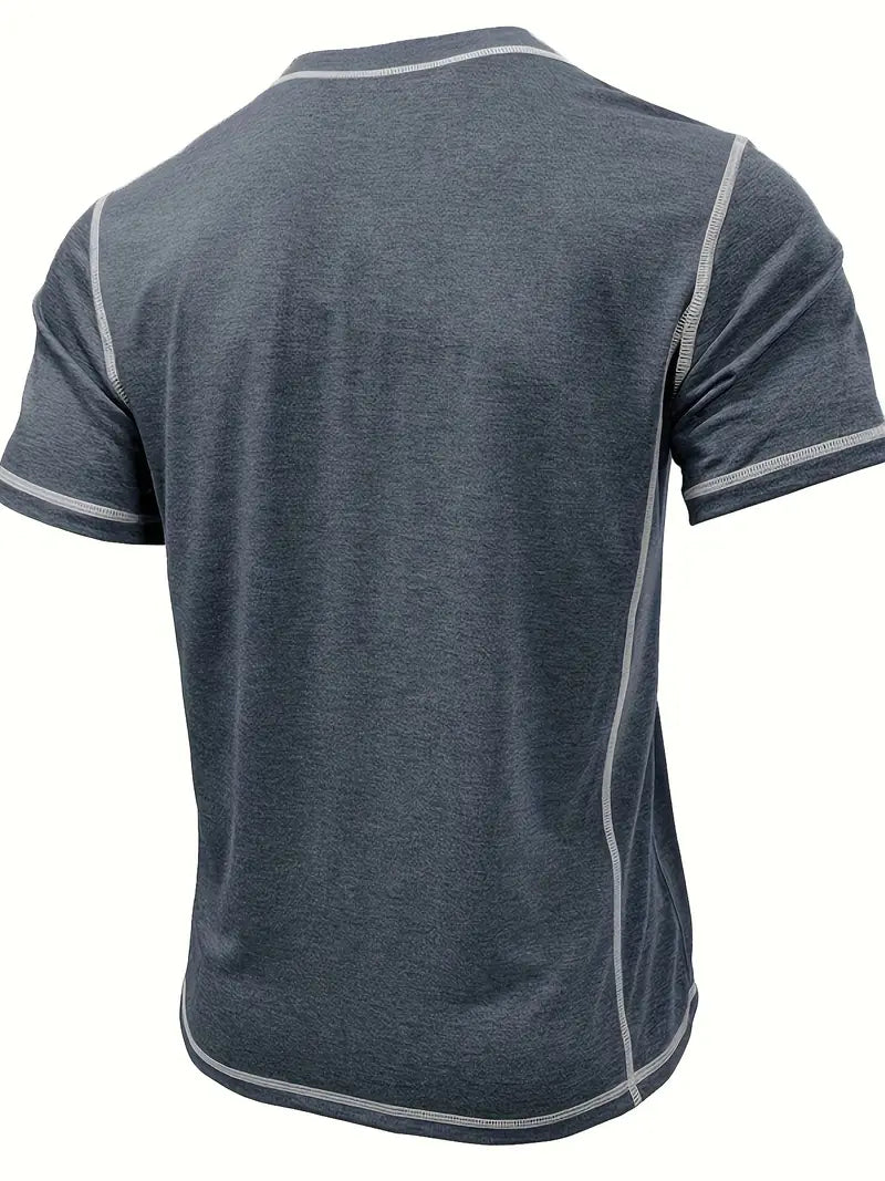 Orazio | Henley Short Sleeve Contrast Stitch Shirt