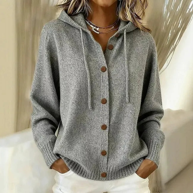 Giliza | Cardigan Hooded Long Sleeve Button Front Knit